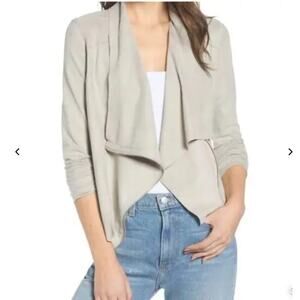 BLANK NYC Gray Drape Faux Leather Asymmetrical Moto Jacket Sz S